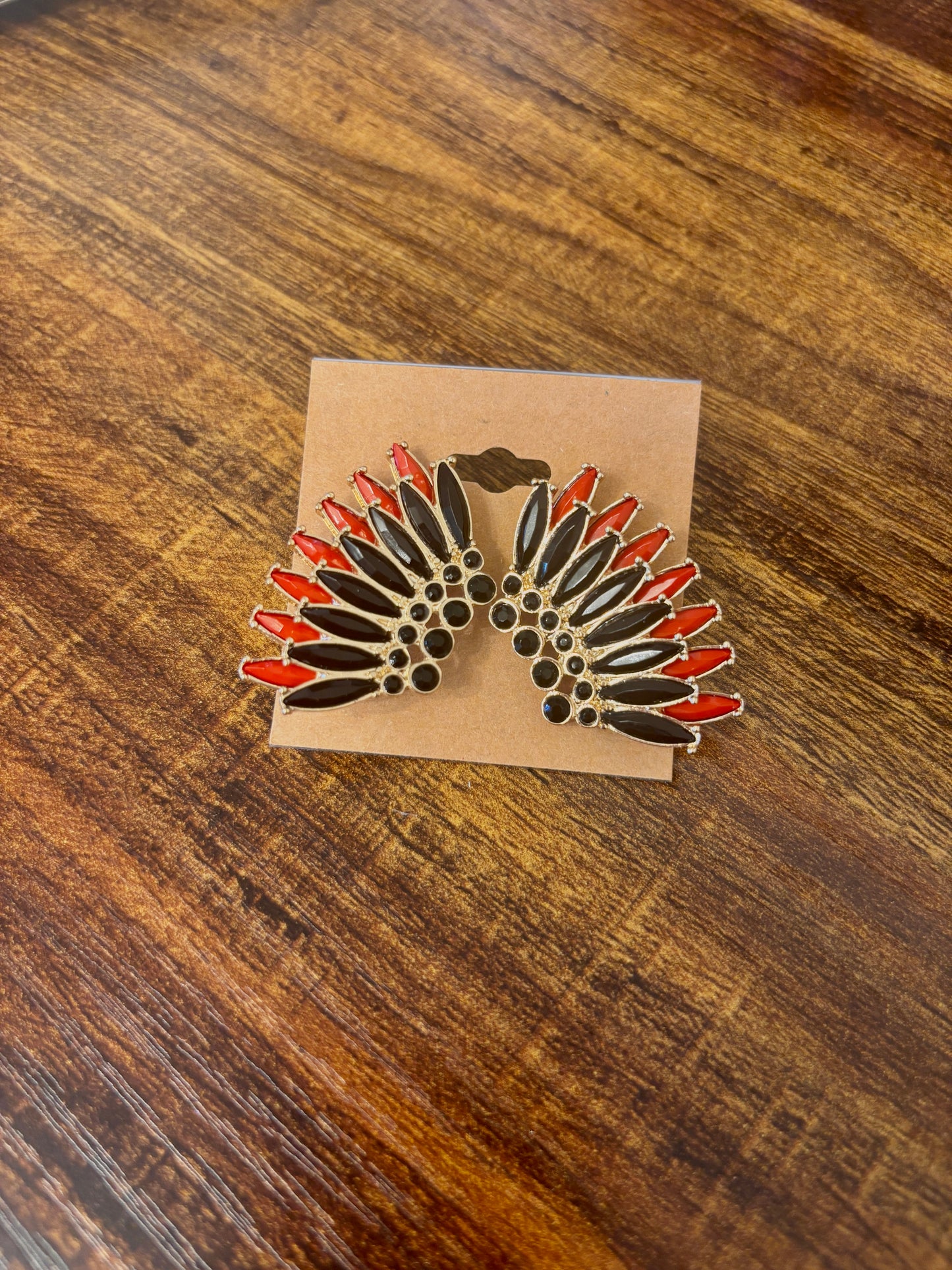 Red + Black Fan Earring