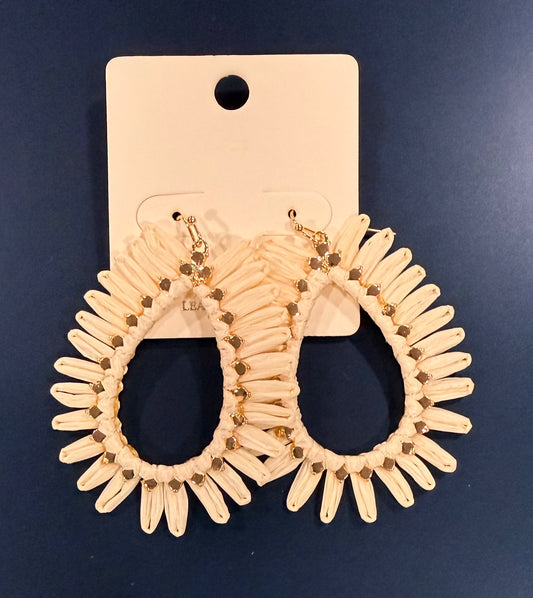 Raffia Ivory + Gold Oval Earrings