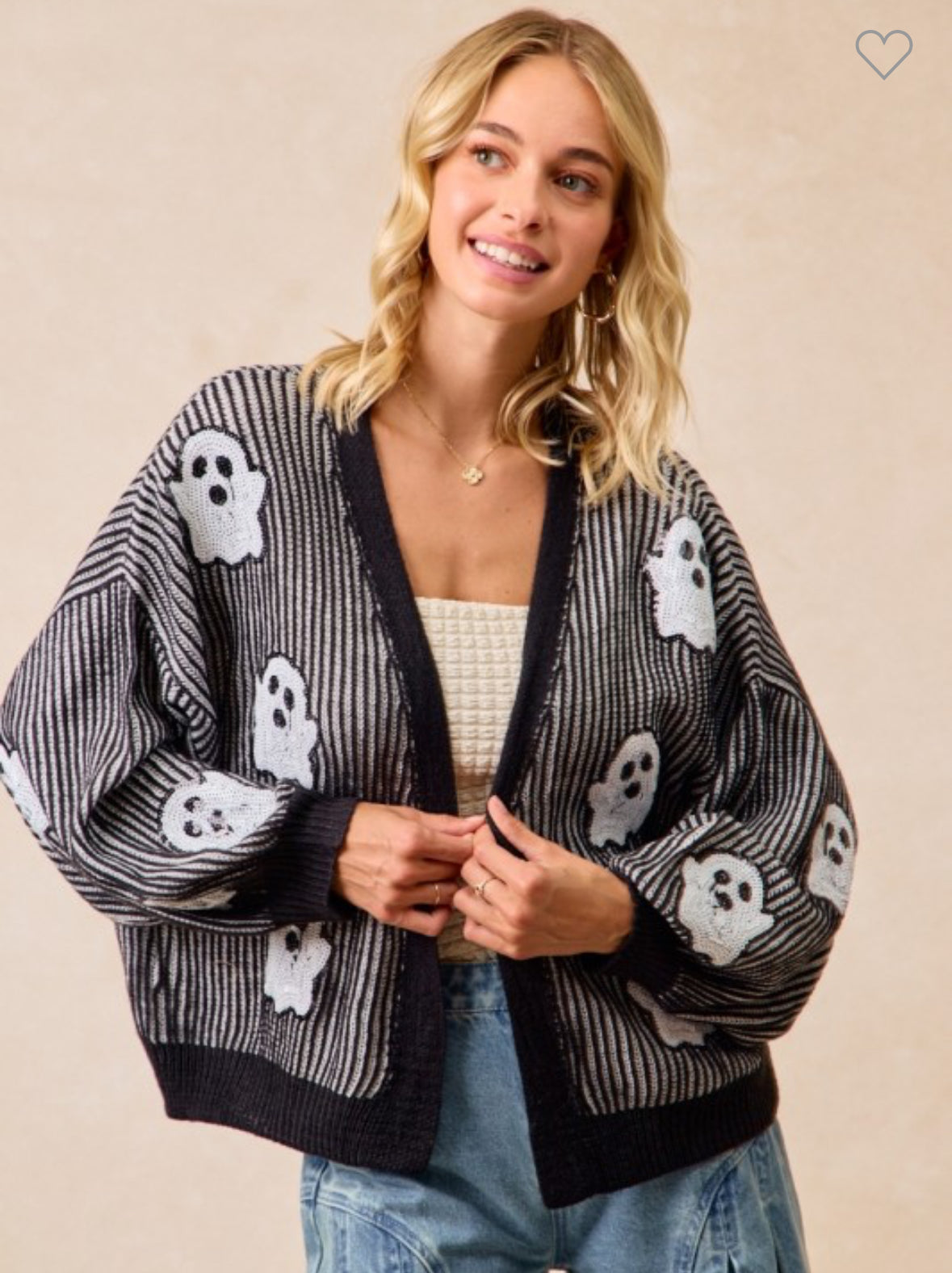 Spooky Szn Ghost Sequin Cardigan
