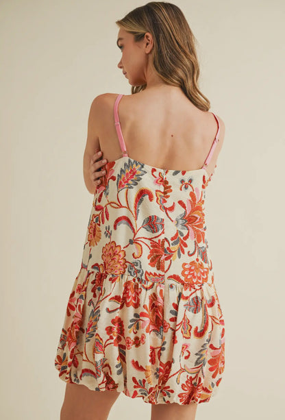 Boho Floral Bubble Hem Dress