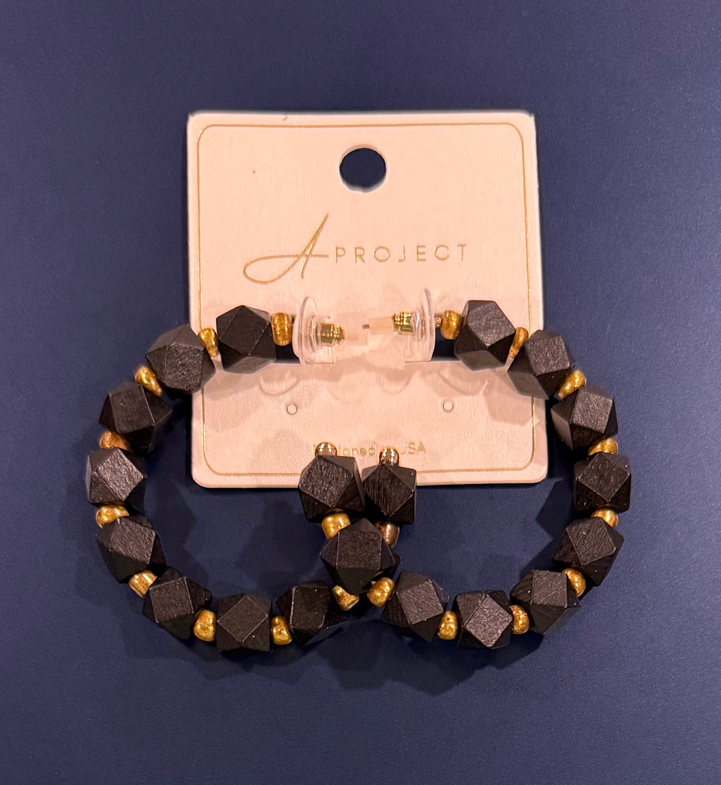 Wood Bead + Gold Hoops