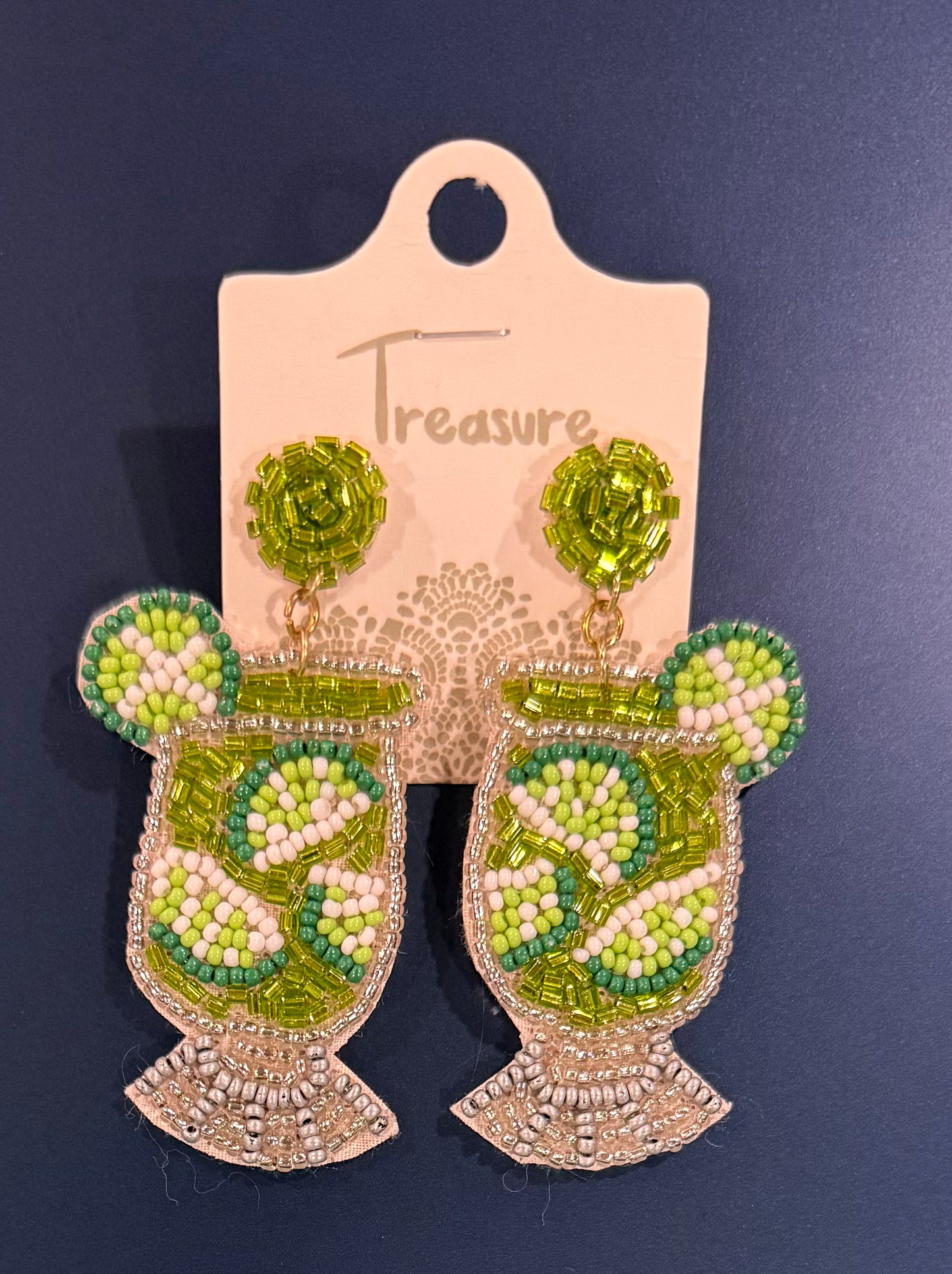 Sip of Summer Lime Beaded Earrings