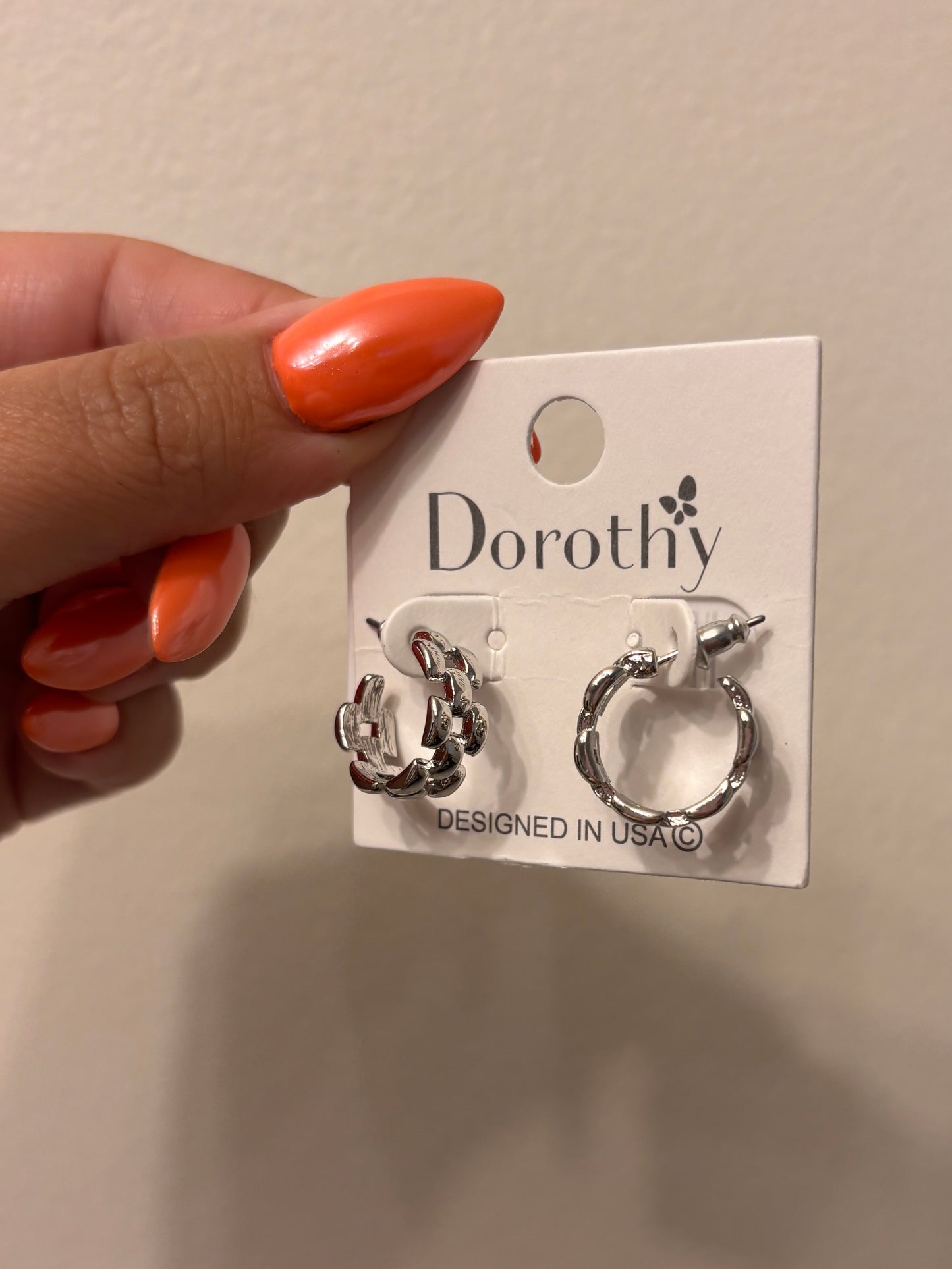 Silver Square Chain Hoops