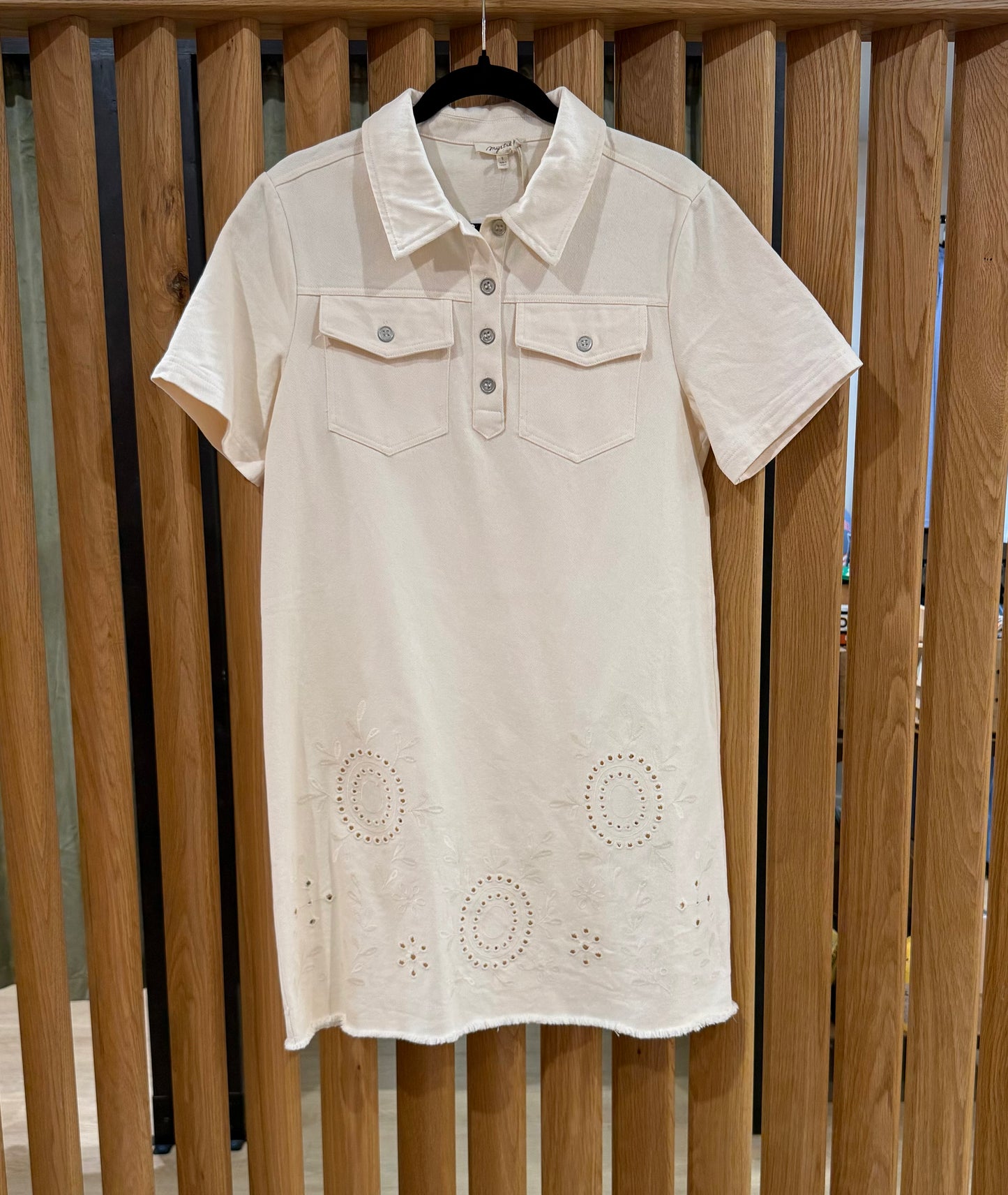 Washed Denim Embroidered Dress