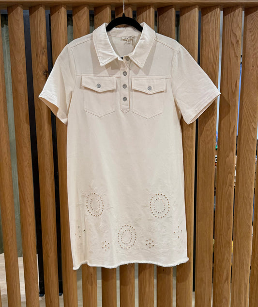 Washed Denim Embroidered Dress