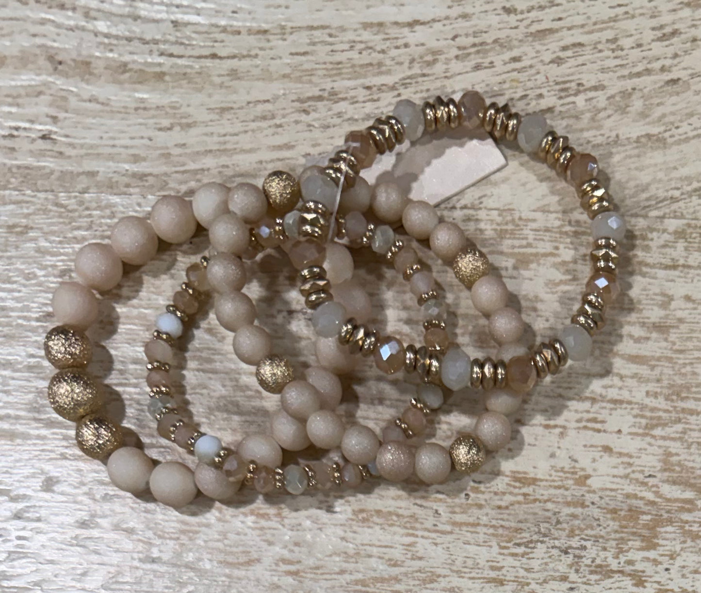 Textured Natural Beaded Bracelet Set