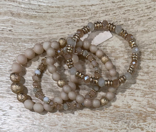 Textured Natural Beaded Bracelet Set