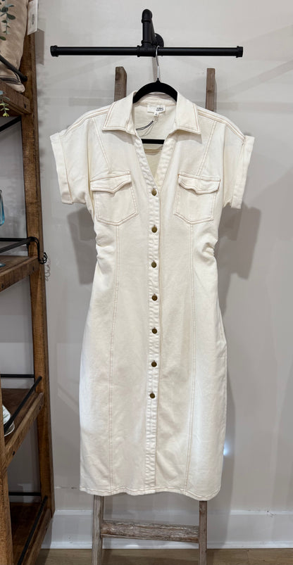 Beige Utility Midi Dress