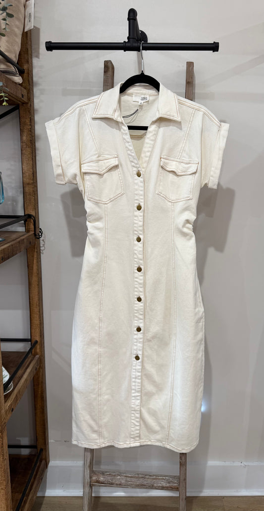 Beige Utility Midi Dress