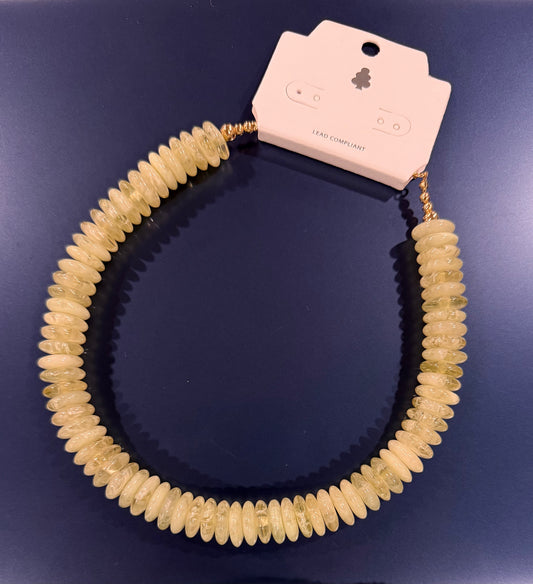 Statement Wide Bead Necklace - Green