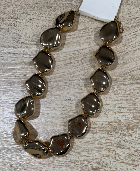 Bold Pebble Statement Necklace - Gold