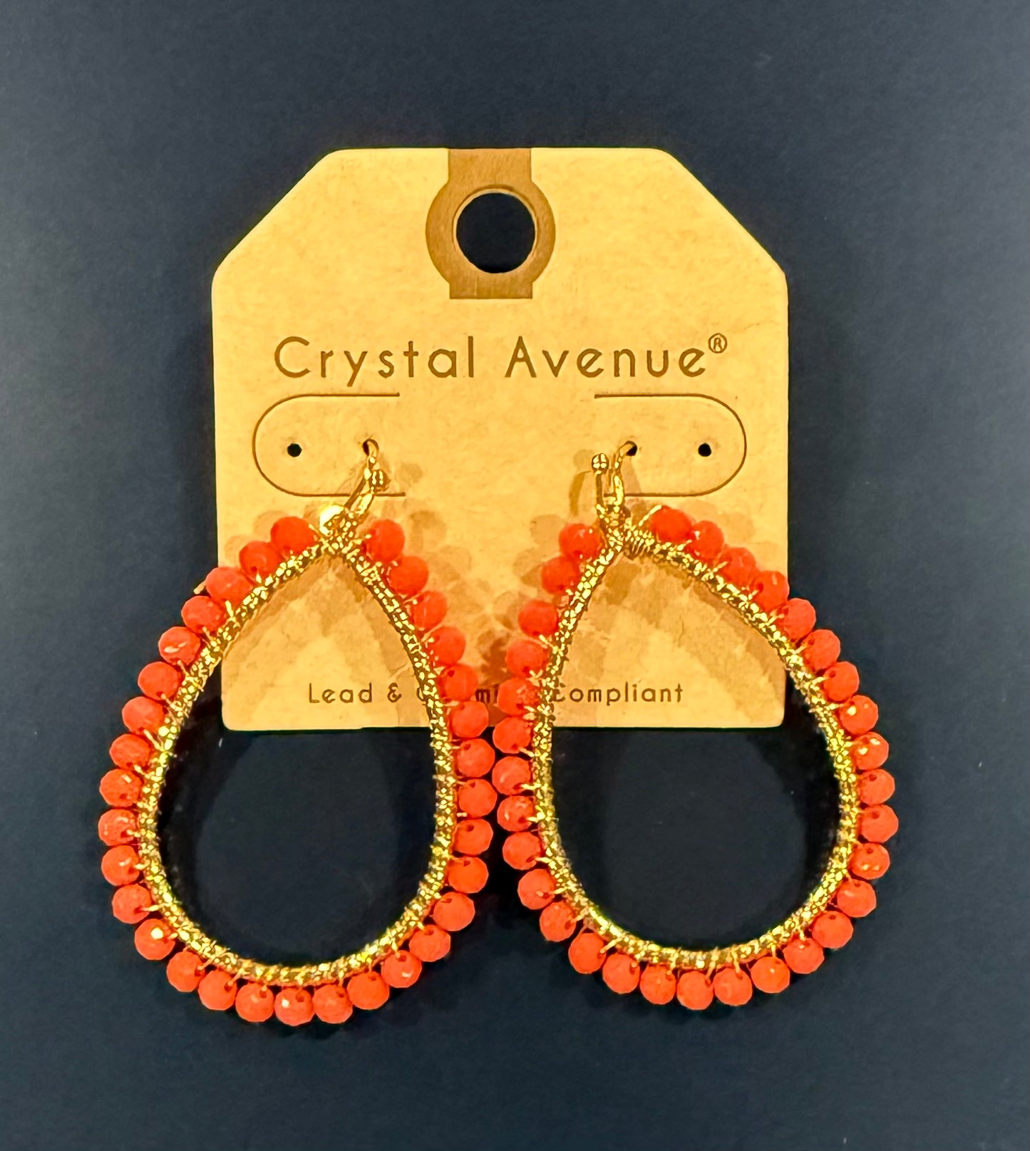 Orange + Gold Oval Drop Earrings