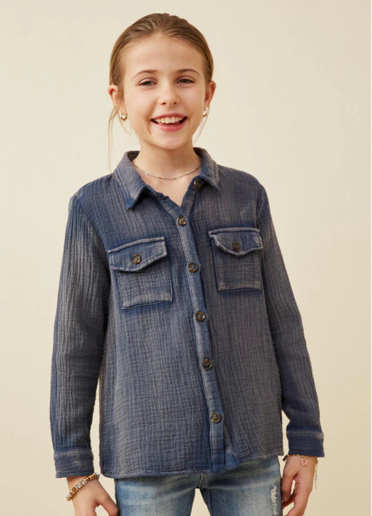 Acid Wash Button Up