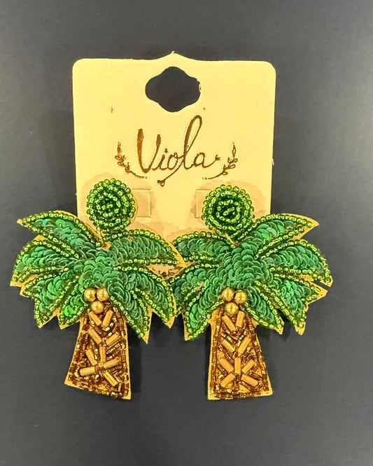 Beaded Palm Tree Earrings