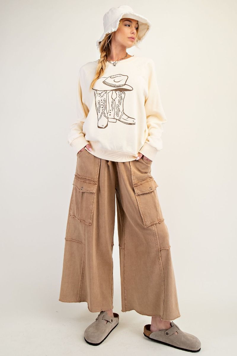 Mineral Wash Comfy Pants - Latte