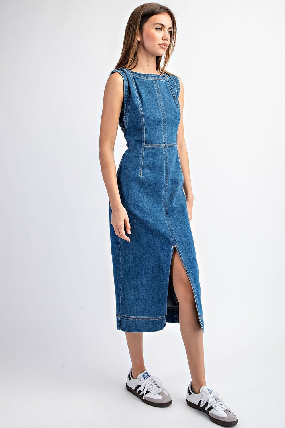 Sleeveless Denim Midi Dress