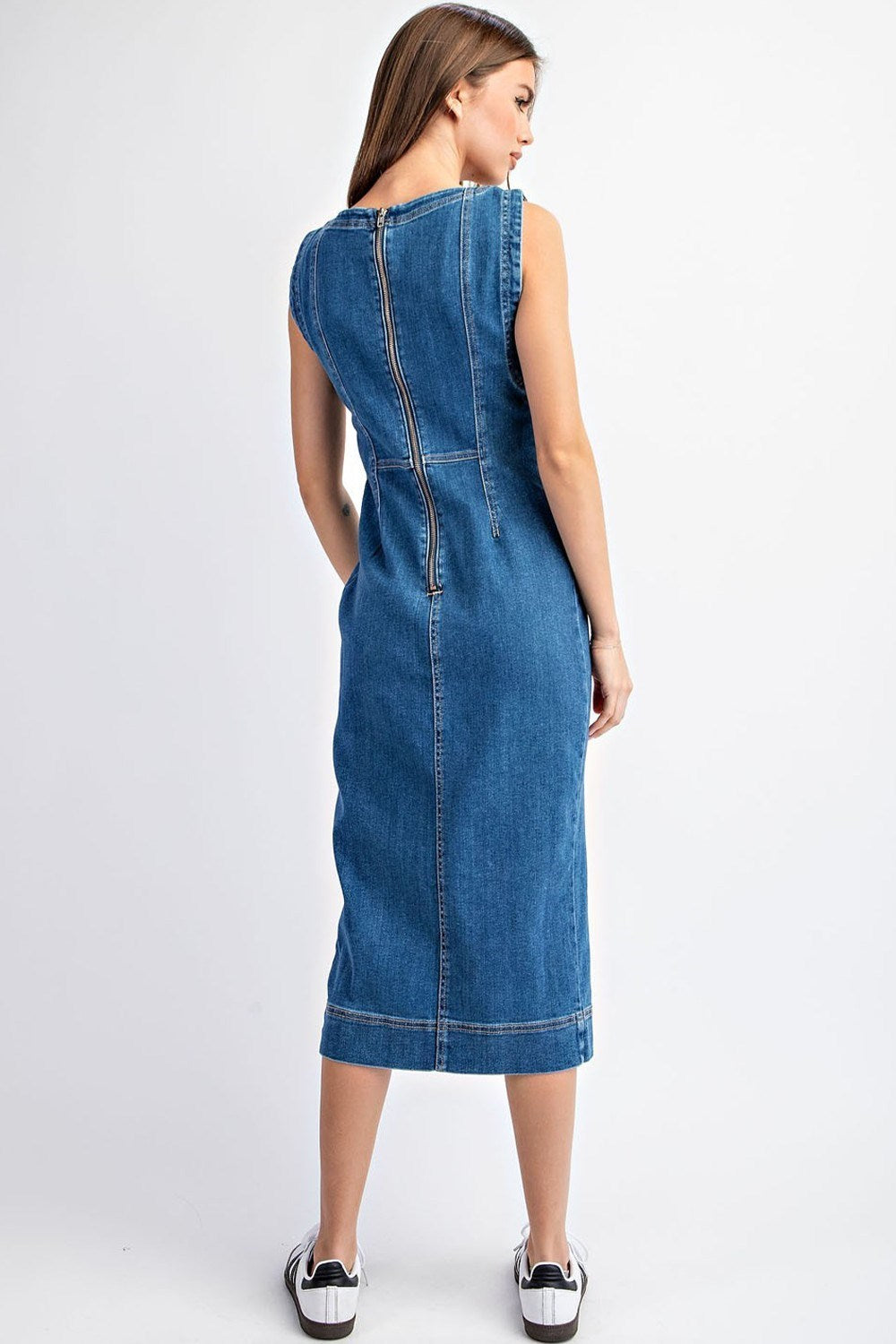 Sleeveless Denim Midi Dress