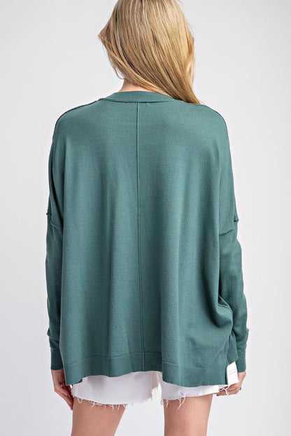 Round Neck Sweater Top : Juniper Green