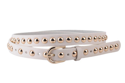 Skinny Studded Leather Belt