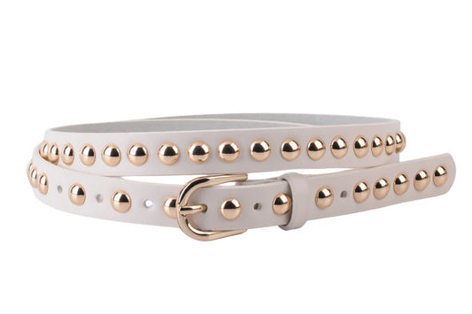 Skinny Studded Leather Belt