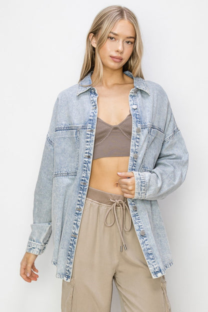 Light Wash Oversized Denim Shirt
