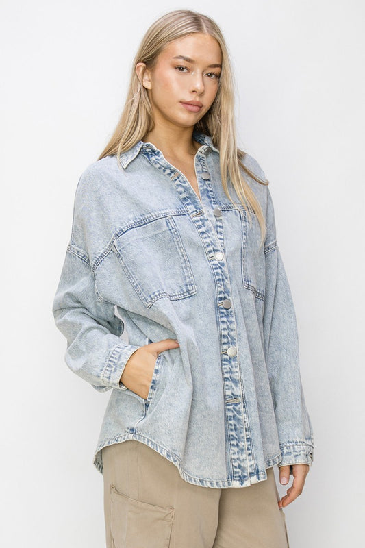 Light Wash Oversized Denim Shirt