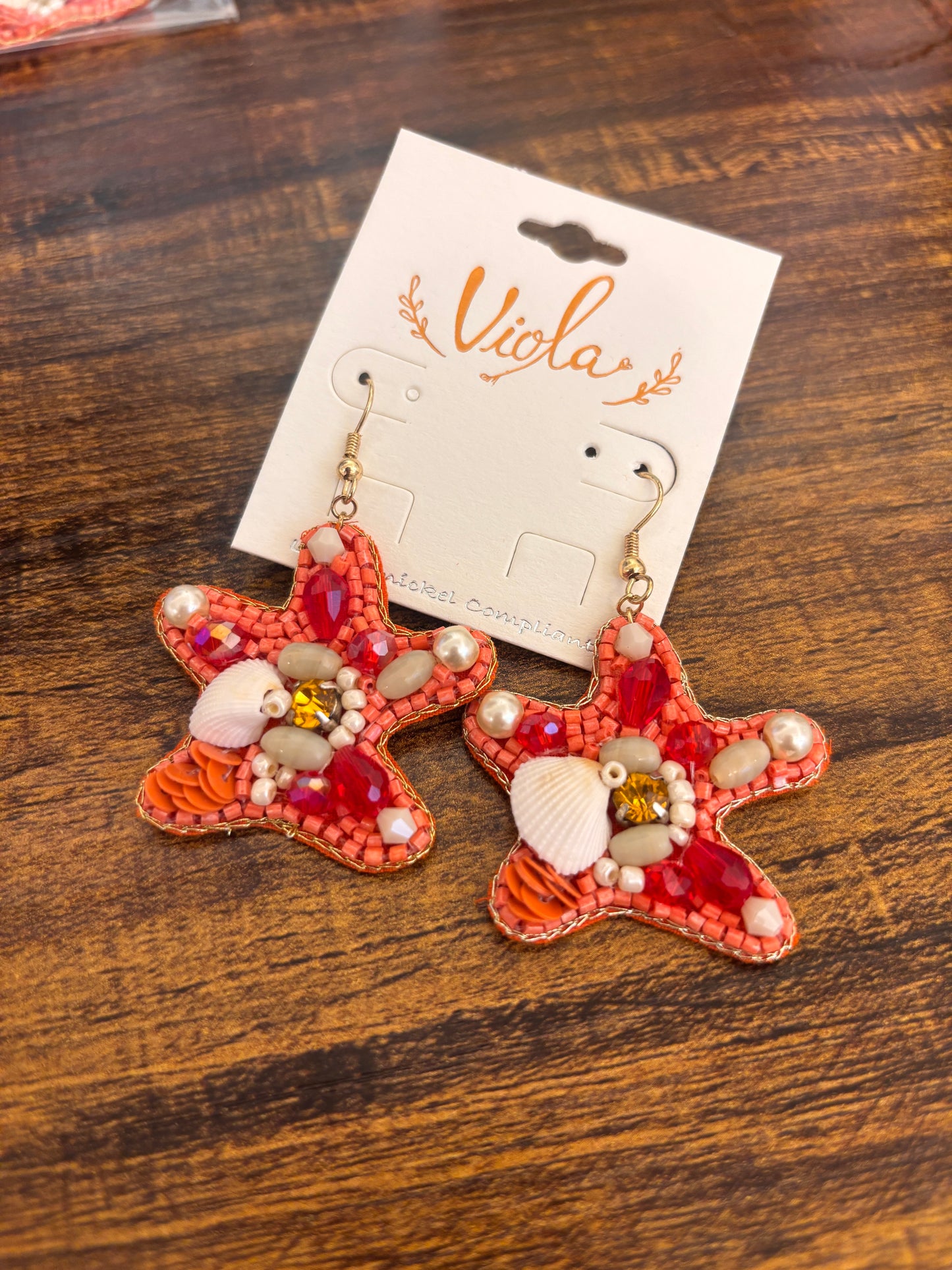Beaded Starfish Earrings