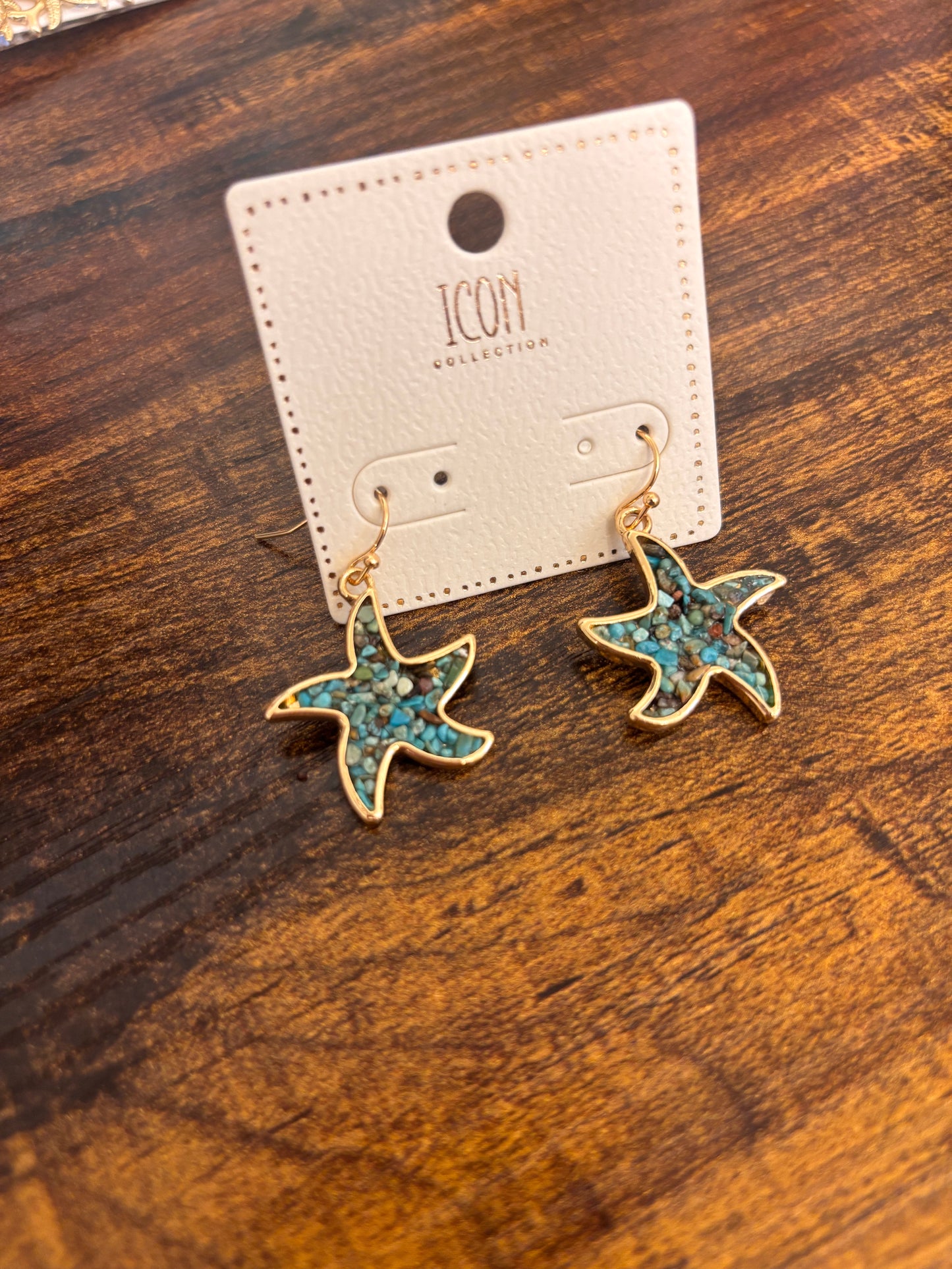 Turquoise Starfish Dangle Earrings