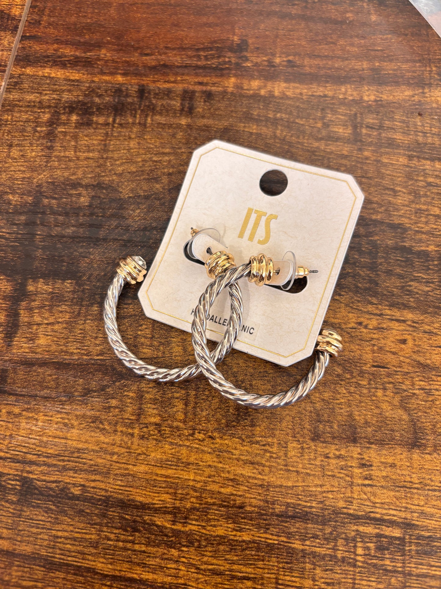 Mixed Metal Twisted Hoop