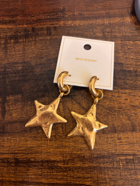 Hammered Star Drop Earrings