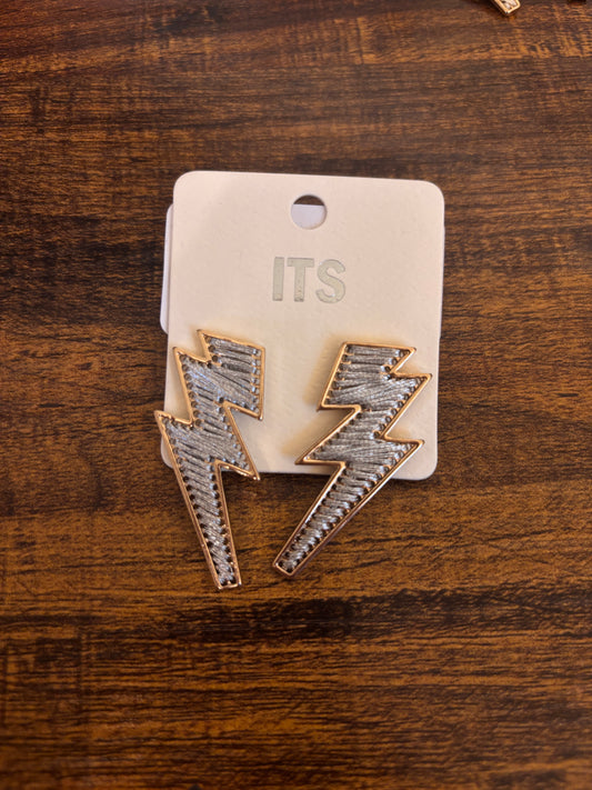 Lightening Bolt Earrings - Grey