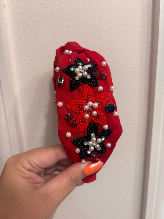 Red Star Beaded Headband