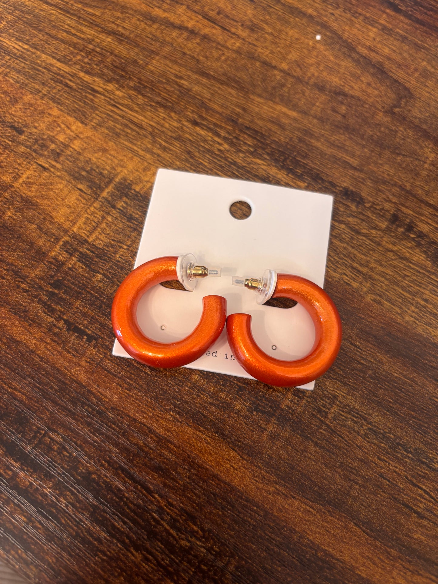 Orange Shimmer Hoops