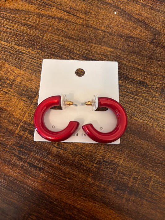 Red Shimmer Hoops
