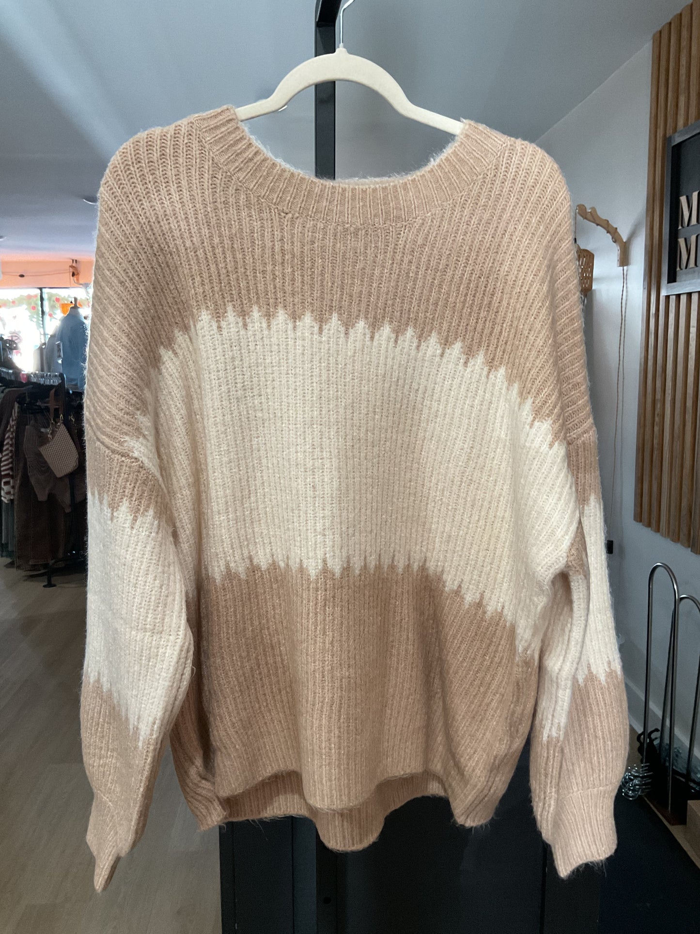 Neutral Color Block Sweater - Plus