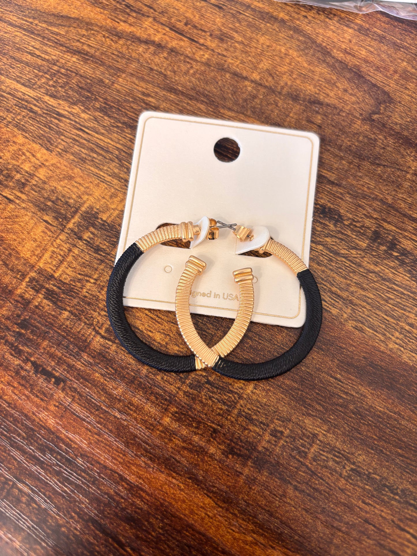 Black + Gold Hoop Earring