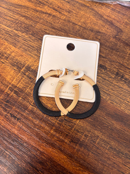 Black + Gold Hoop Earring