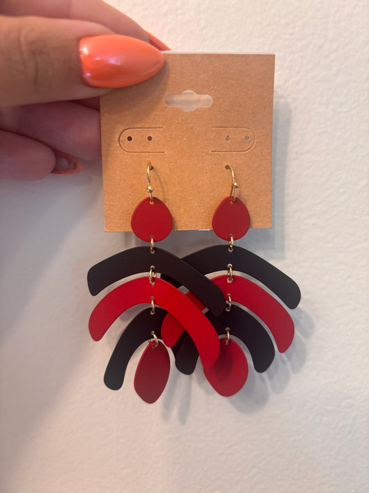 Red + Black Leaf Earring