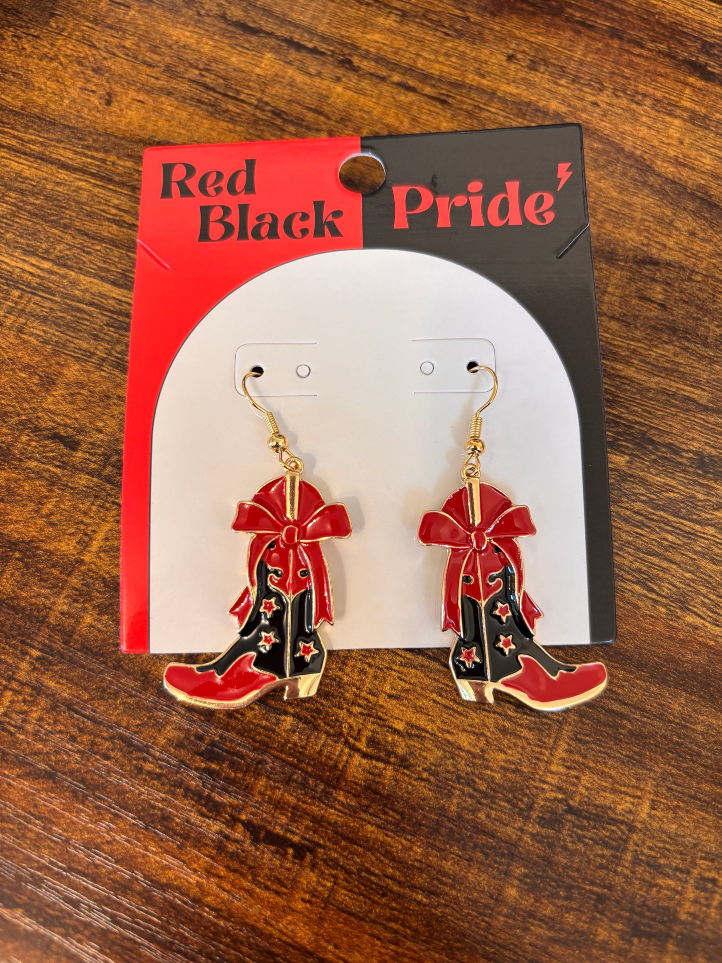 Red + Black Boots Earrings