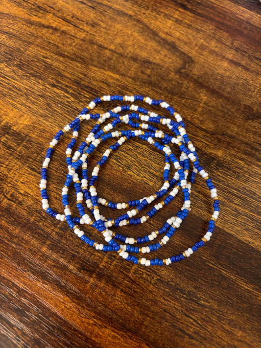 Blue + White Beaded Bracelet Set
