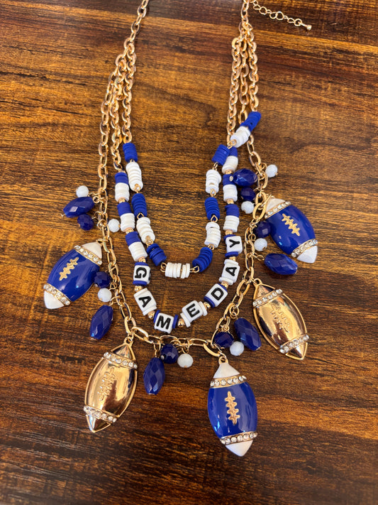 Blue + White Gameday Layered Necklace