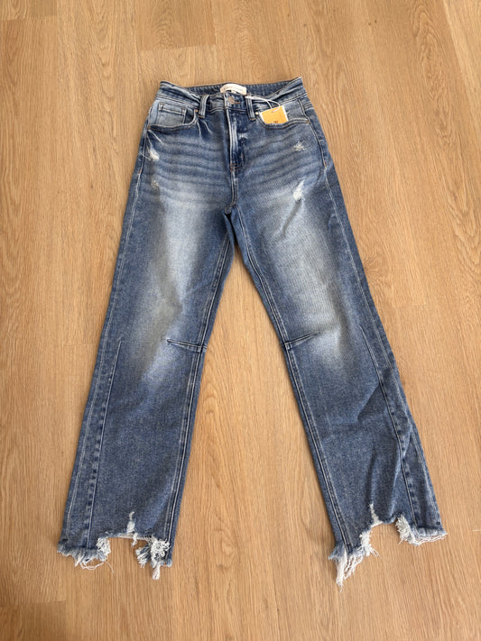 Taylor Straight Leg Distressed Hem Denim