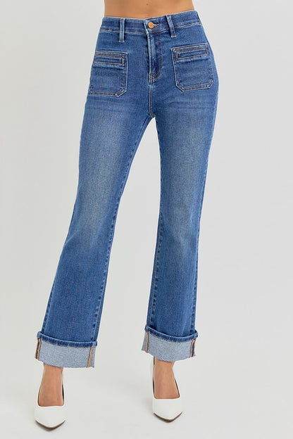 Cayla Ankle Slim Straight Front Pocket Denim