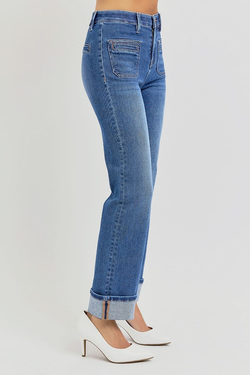 Cayla Ankle Slim Straight Front Pocket Denim