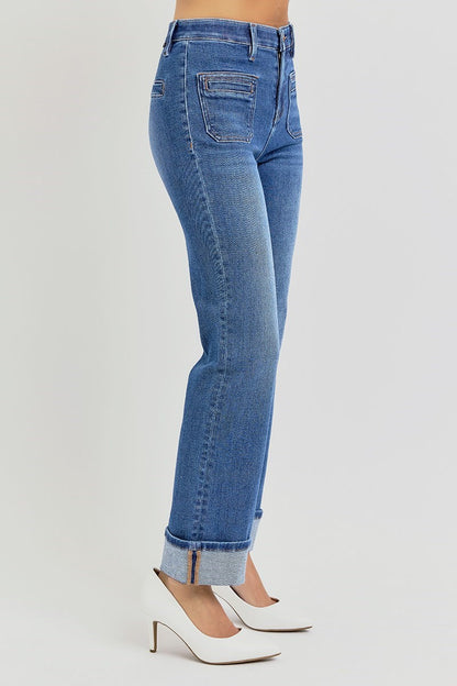 Cayla Ankle Slim Straight Front Pocket Denim