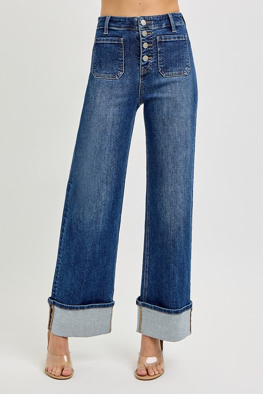 Angela Ankle Wide Patch Pocket Denim