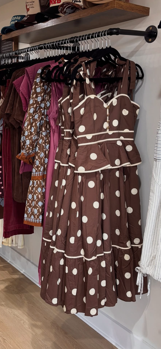 Chocolate Polka Dot Midi Dress