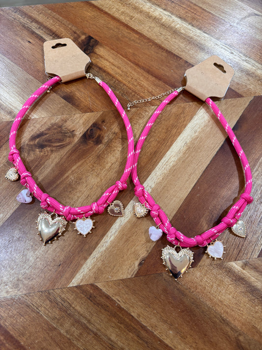 Heart Charm Rope Necklace