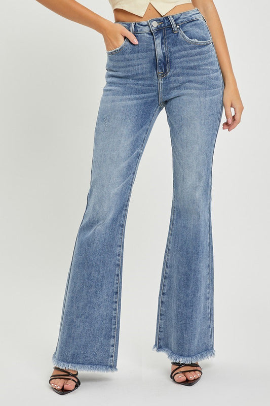 Vintage Frayed Hem Flare Denim - Risen