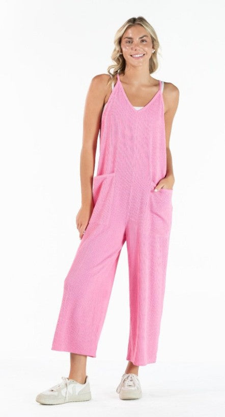 Pink Corded Jumpsuit - Simply Southern